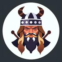 AI generated Viking Gamer Logo Avatar Clip Art Icon Sticker Decoration Simple Background photo