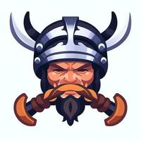 AI generated Viking Gamer Logo Avatar Clip Art Icon Sticker Decoration Simple Background photo