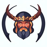 ai generado vikingo jugador logo avatar acortar Arte icono pegatina decoración sencillo antecedentes foto