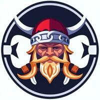 ai generado vikingo jugador logo avatar acortar Arte icono pegatina decoración sencillo antecedentes foto