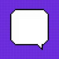 Pixel square dialog box on a bright purple background. Illustration in the style of an 8-bit retro game, controller, cute frame for inscriptions. vector