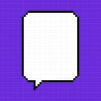 Pixelated rectangular vertical dialog box on a bright purple background. Illustration in the style of an 8-bit retro game, controller, cute frame for inscriptions. vector