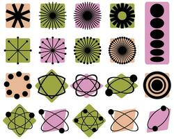 constructor de de moda geométrico posmoderno primitivo cifras. retro medio siglo diseño recopilación. resumen vector ilustración.