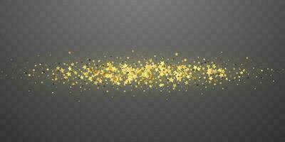 Gold confetti stars horizontally. Vector illustration.