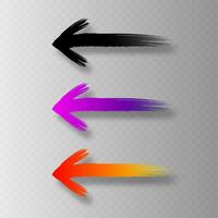 A set of marker arrows in different colors isolated on a light background. Vector illustration.