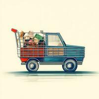 AI generated shop basket cart car photo