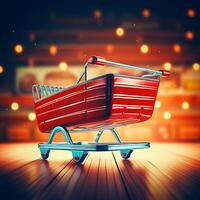 AI generated shop basket cart car photo