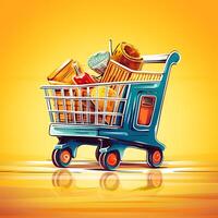 AI generated shop basket cart car photo