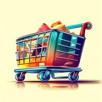 AI generated shop basket cart car photo