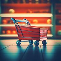 AI generated shop basket cart car photo