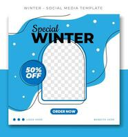 winter christmas sale blue white social media post template design, event promotion banner vector