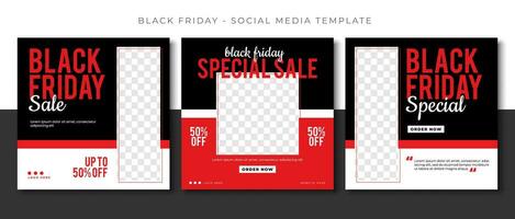 black friday fashion sale social media post template feed design, event promotion vector red banner