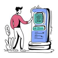 Customers using contactless payments flat illustration in this graphic. technique is commonly used in infographics illustrations to make complex data more digestible visually appealing vector