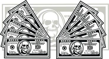 dollar banknote with skull vector