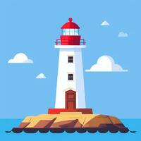 AI generated Lighthouse Logo Avatar Clip Art Icon Sticker Decoration Simple Background photo