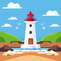 AI generated Lighthouse Logo Avatar Clip Art Icon Sticker Decoration Simple Background photo