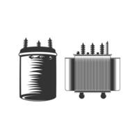 alto voltaje eléctrico transformador, caja cuadrado y cilindro forma vector