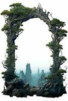 an image of an arch made out of trees and rocks generative ai photo