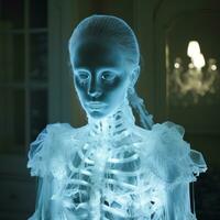 an x - ray image of a skeleton in a dress generative ai photo