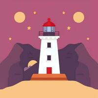 AI generated Lighthouse Logo Avatar Clip Art Icon Sticker Decoration Simple Background photo