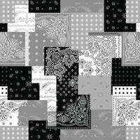 Black and white floral textile design vector