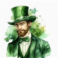 AI generated Portrait of a leprechaun isolated on white background photo