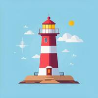 AI generated Lighthouse Logo Avatar Clip Art Icon Sticker Decoration Simple Background photo