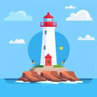 AI generated Lighthouse Logo Avatar Clip Art Icon Sticker Decoration Simple Background photo