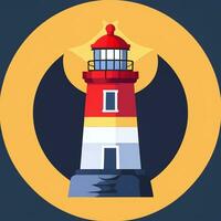 AI generated Lighthouse Logo Avatar Clip Art Icon Sticker Decoration Simple Background photo