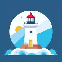 AI generated Lighthouse Logo Avatar Clip Art Icon Sticker Decoration Simple Background photo