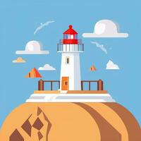 AI generated Lighthouse Logo Avatar Clip Art Icon Sticker Decoration Simple Background photo