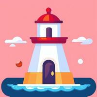 AI generated Lighthouse Logo Avatar Clip Art Icon Sticker Decoration Simple Background photo