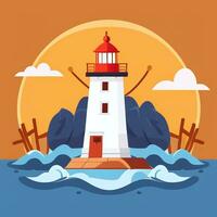 AI generated Lighthouse Logo Avatar Clip Art Icon Sticker Decoration Simple Background photo