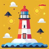 AI generated Lighthouse Logo Avatar Clip Art Icon Sticker Decoration Simple Background photo