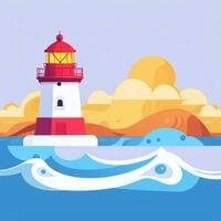 AI generated Lighthouse Logo Avatar Clip Art Icon Sticker Decoration Simple Background photo