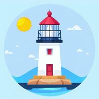 AI generated Lighthouse Logo Avatar Clip Art Icon Sticker Decoration Simple Background photo