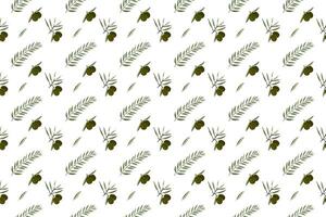 Olive bouquet with green leaf as seamless pattern background vector