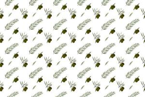 Olive bouquet with green leaf as seamless pattern background vector