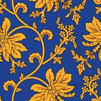 Yellow and blue floral textile design on grey background vector