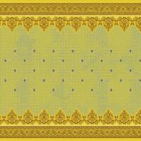 Yellow and blue floral textile design on grey background vector