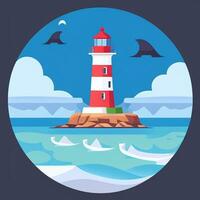 AI generated Lighthouse Logo Avatar Clip Art Icon Sticker Decoration Simple Background photo