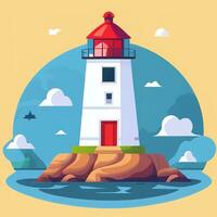 AI generated Lighthouse Logo Avatar Clip Art Icon Sticker Decoration Simple Background photo