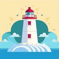 AI generated Lighthouse Logo Avatar Clip Art Icon Sticker Decoration Simple Background photo