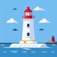 AI generated Lighthouse Logo Avatar Clip Art Icon Sticker Decoration Simple Background photo