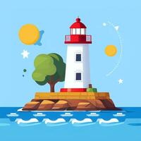 AI generated Lighthouse Logo Avatar Clip Art Icon Sticker Decoration Simple Background photo