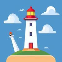 AI generated Lighthouse Logo Avatar Clip Art Icon Sticker Decoration Simple Background photo