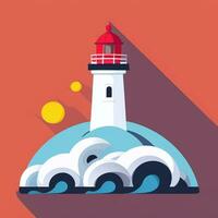 AI generated Lighthouse Logo Avatar Clip Art Icon Sticker Decoration Simple Background photo