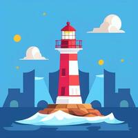 AI generated Lighthouse Logo Avatar Clip Art Icon Sticker Decoration Simple Background photo