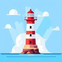 AI generated Lighthouse Logo Avatar Clip Art Icon Sticker Decoration Simple Background photo