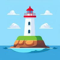 AI generated Lighthouse Logo Avatar Clip Art Icon Sticker Decoration Simple Background photo